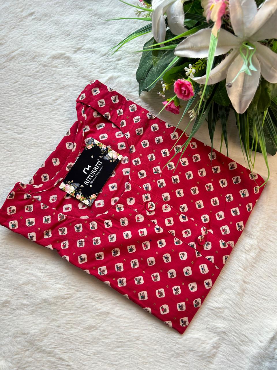 Round neck cotton kurti