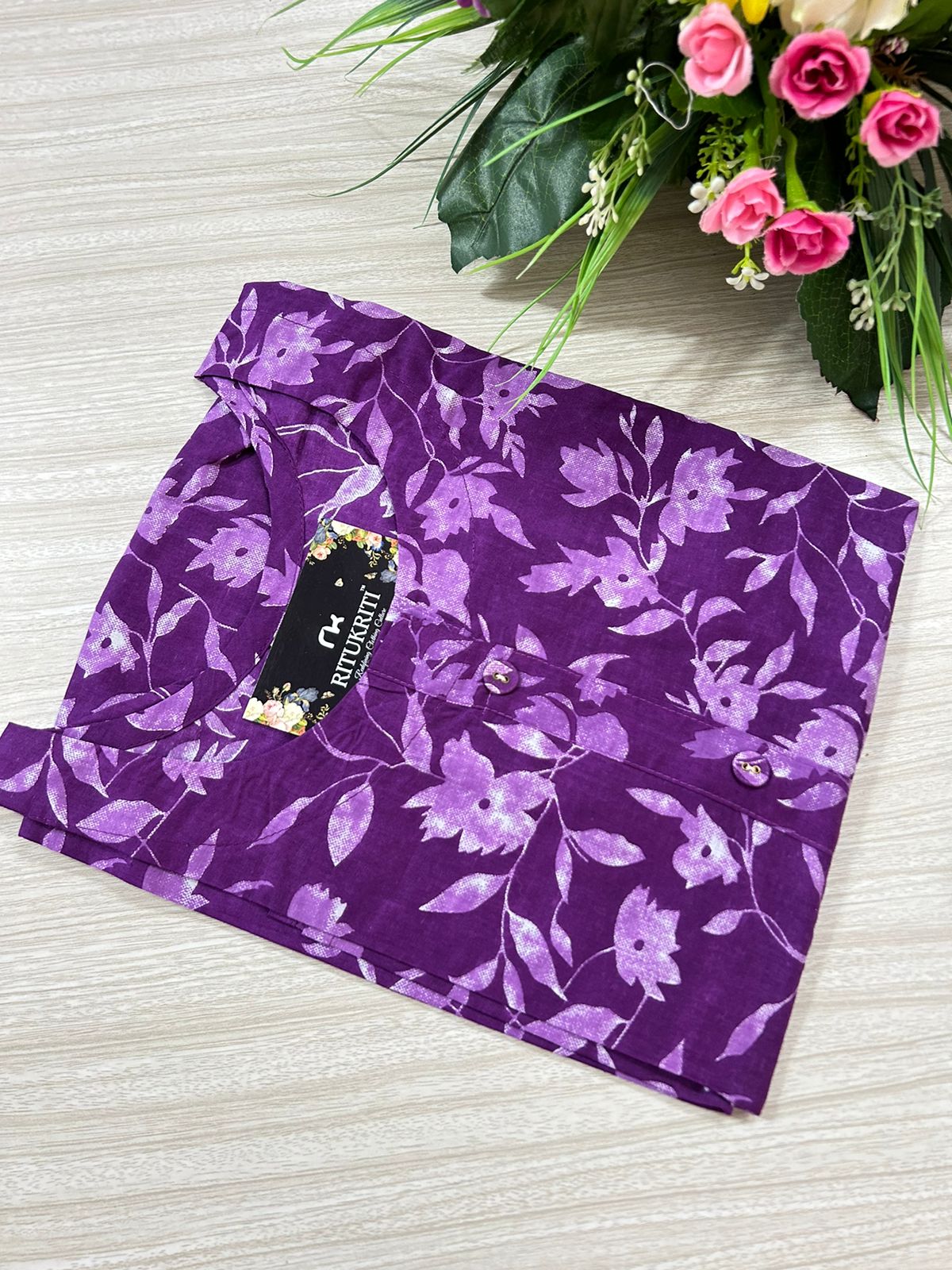 Round neck cotton kurti
