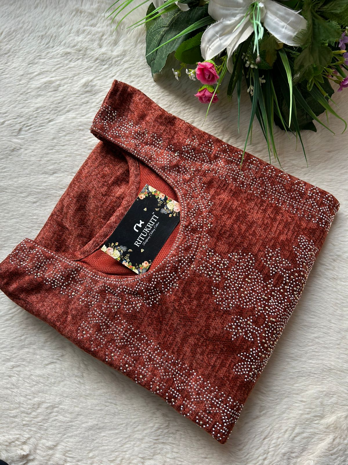 Karachi fabric Plus size winter wear kurti