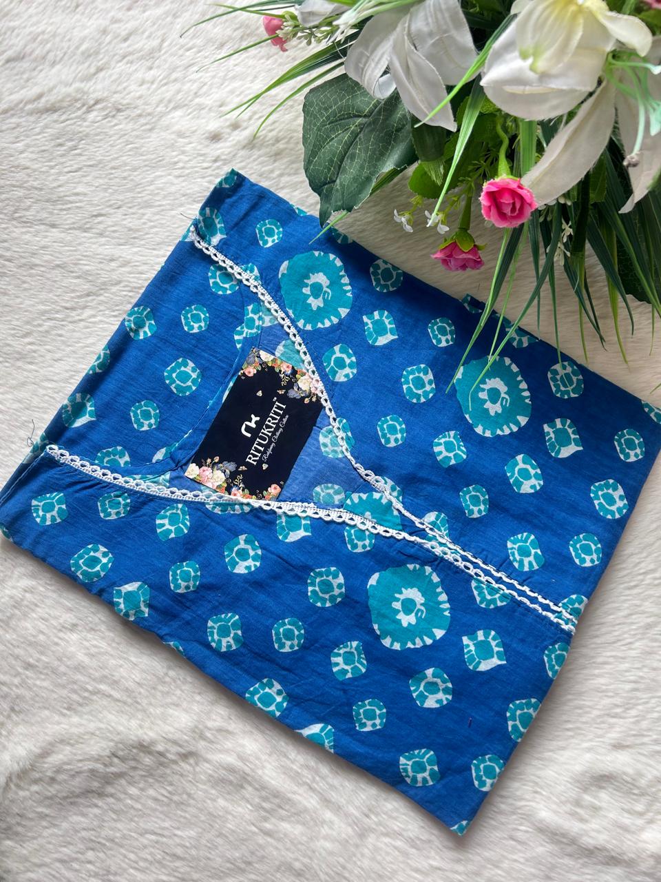 Embellished v -neck cotton kurti