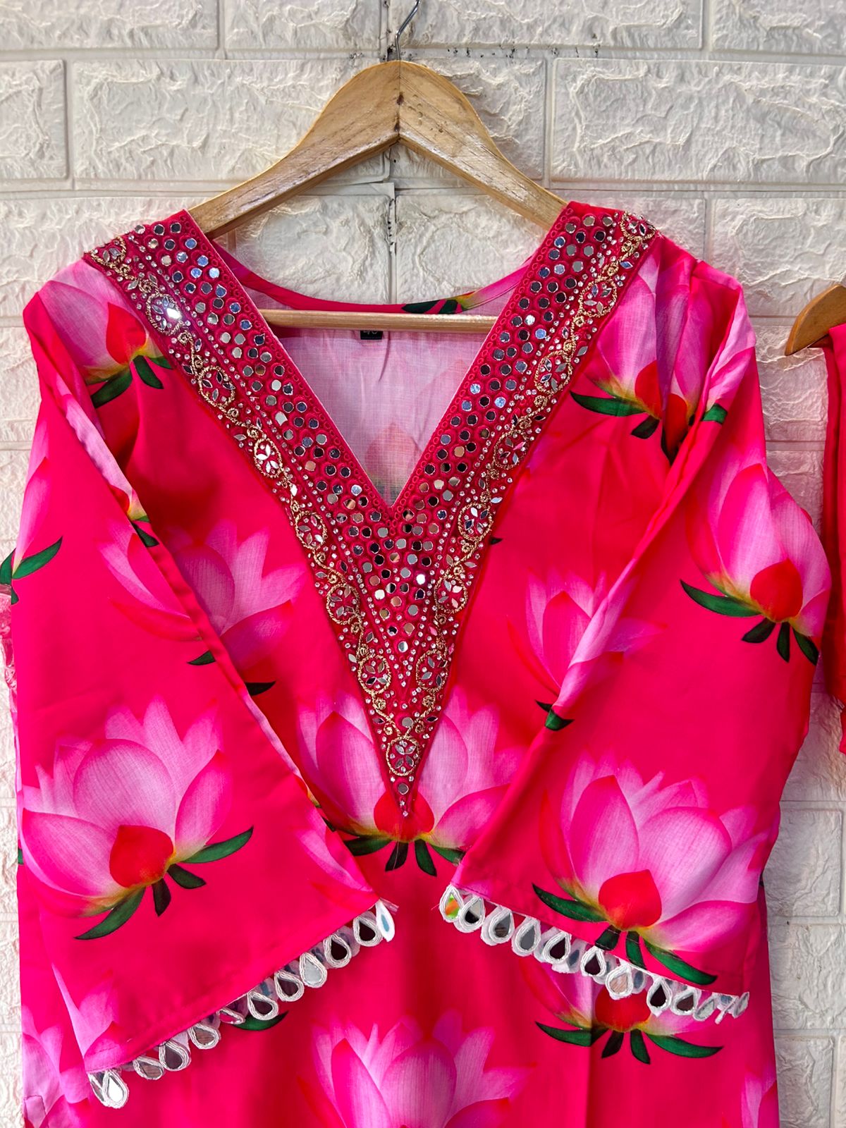 Heavy mirror work with bell Arms two piece sets