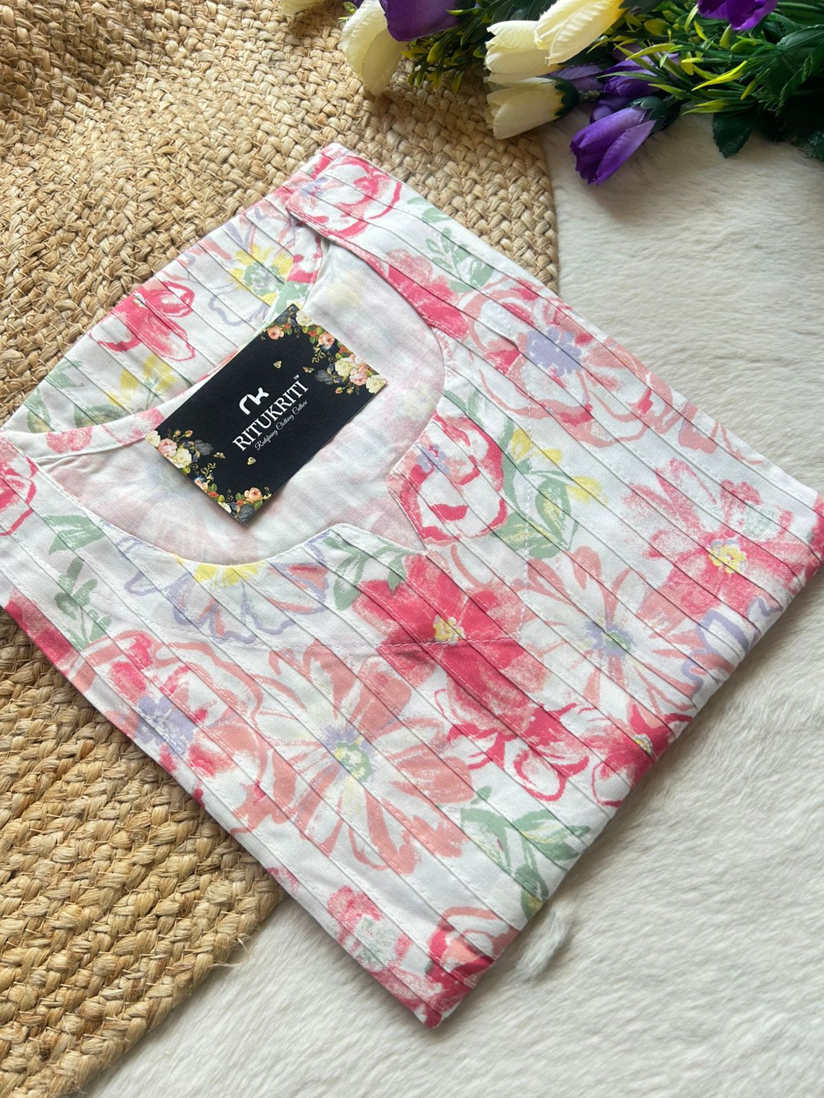 Fully Pleated cotton kurti