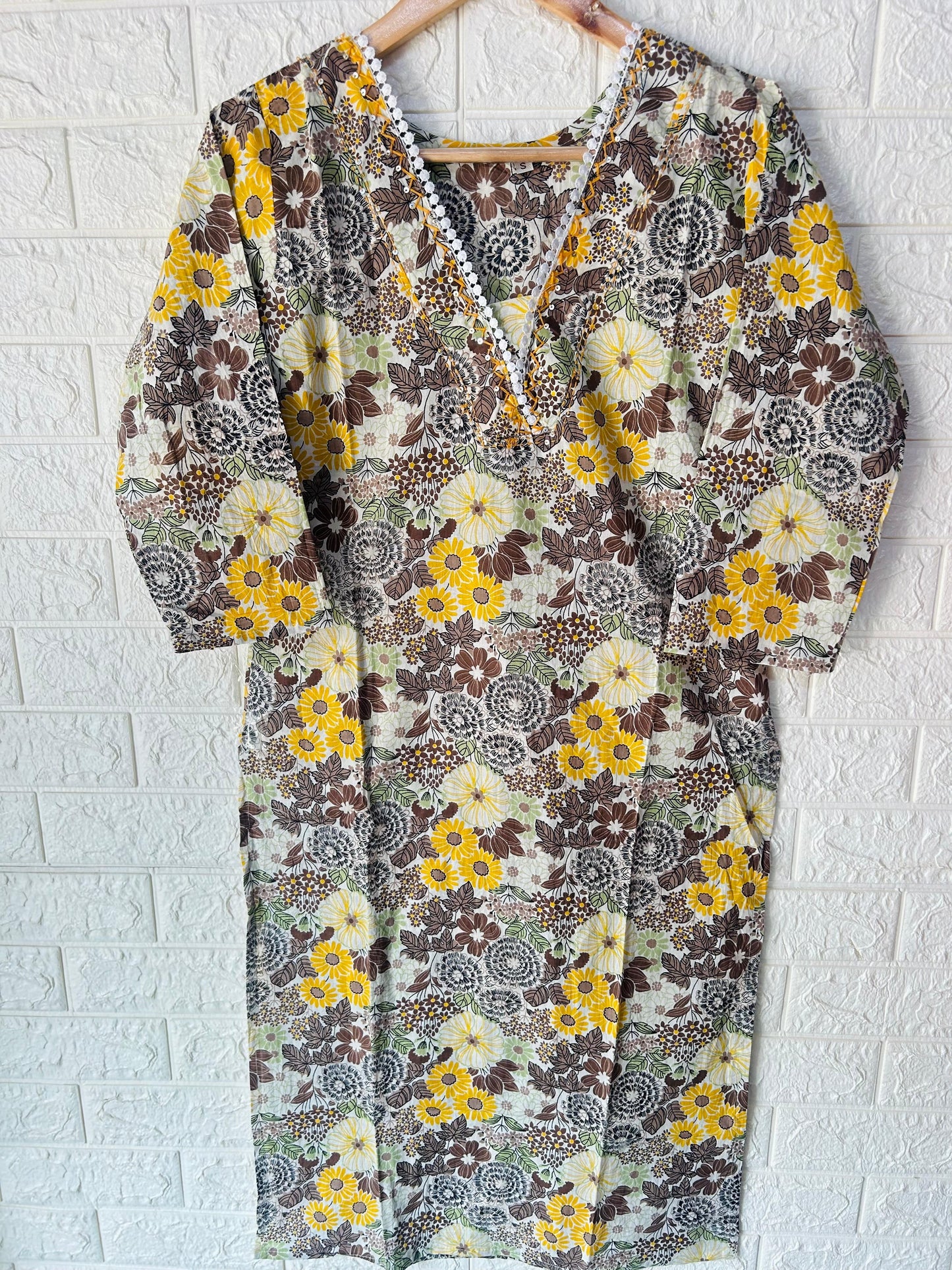 v -neck cotton kurti