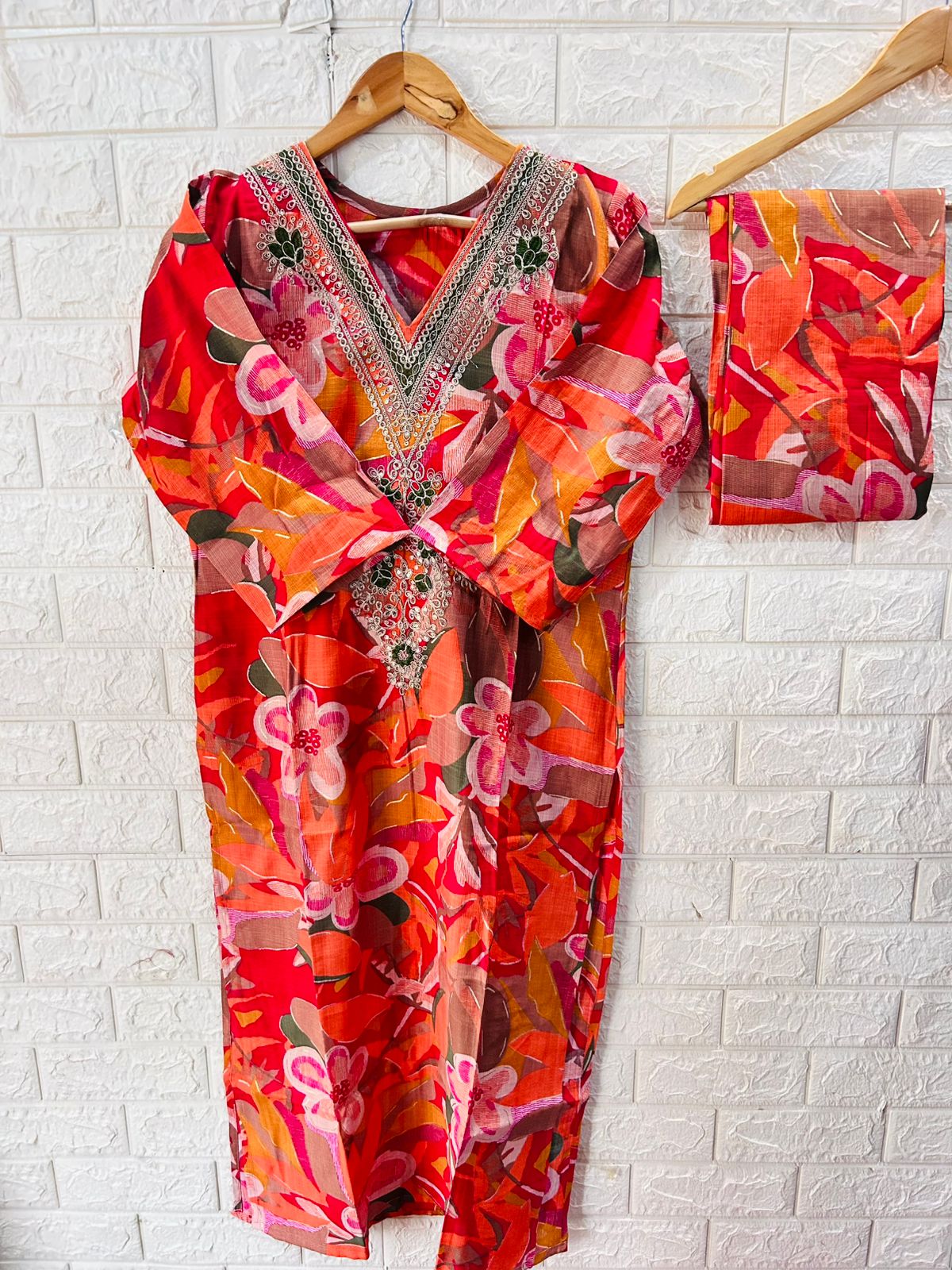 Dobby Fabric heavy Embroidered two piece sets