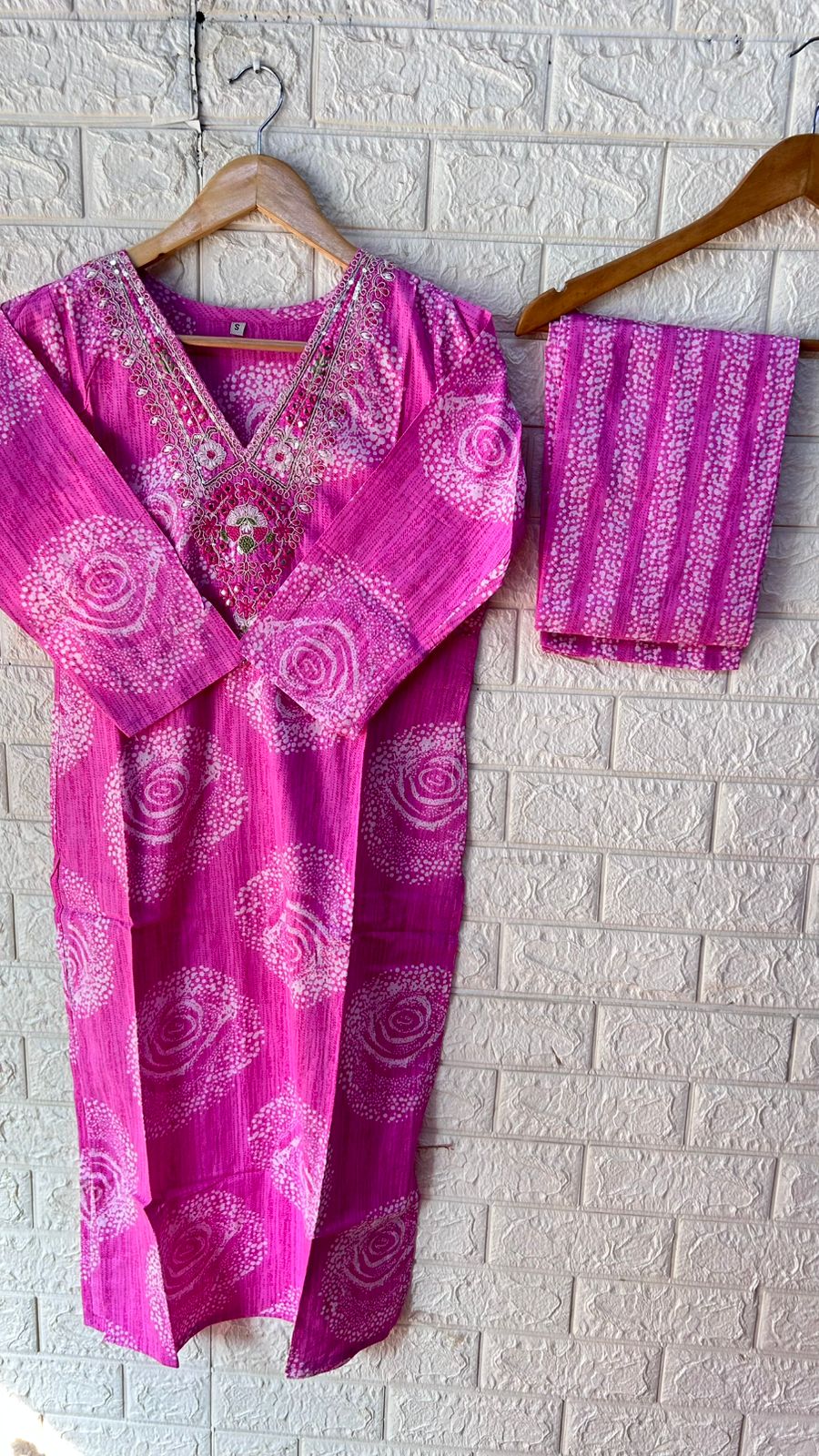 Embroidered cotton two piece