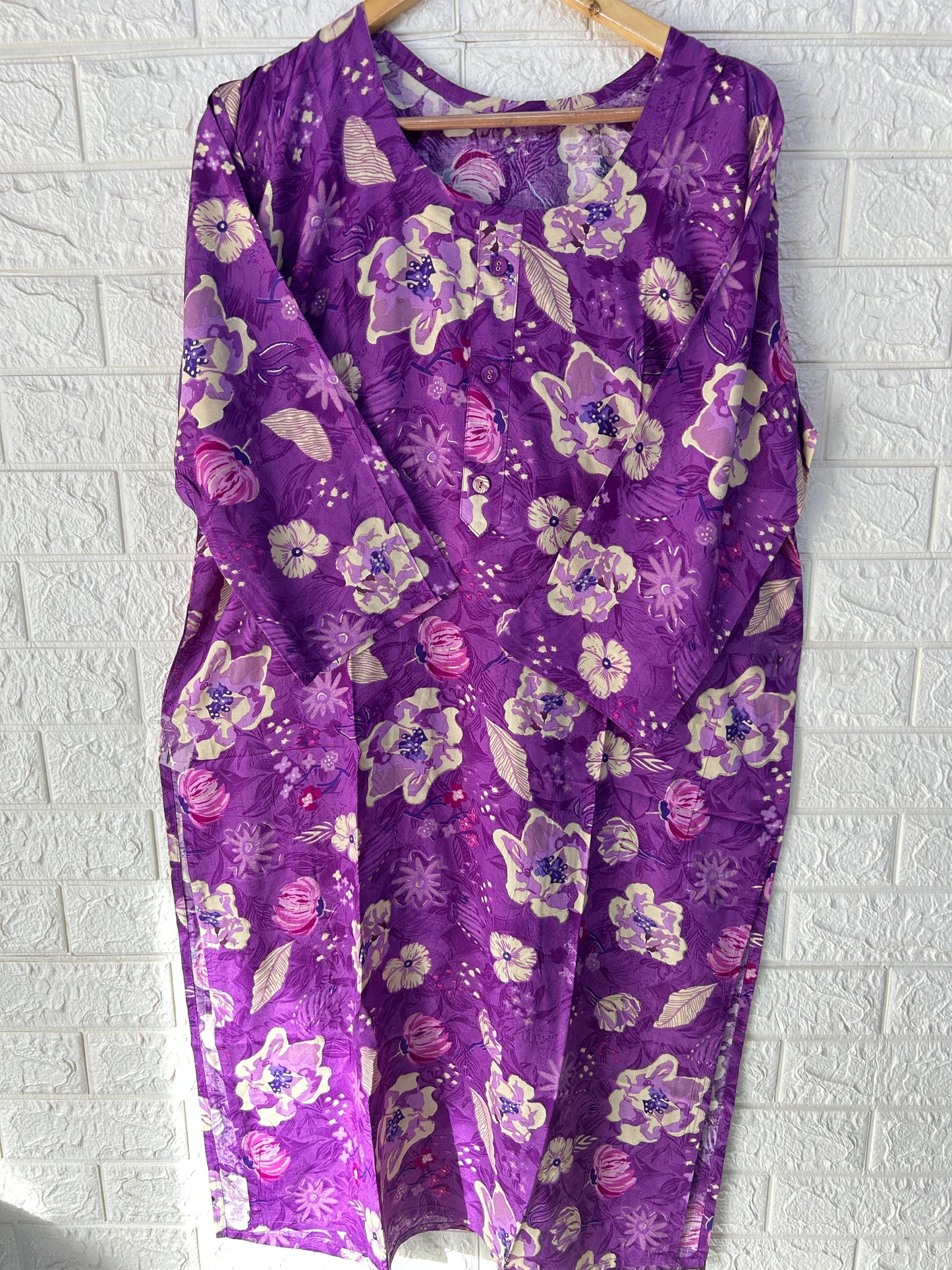 Plus size round neck rayon kurti