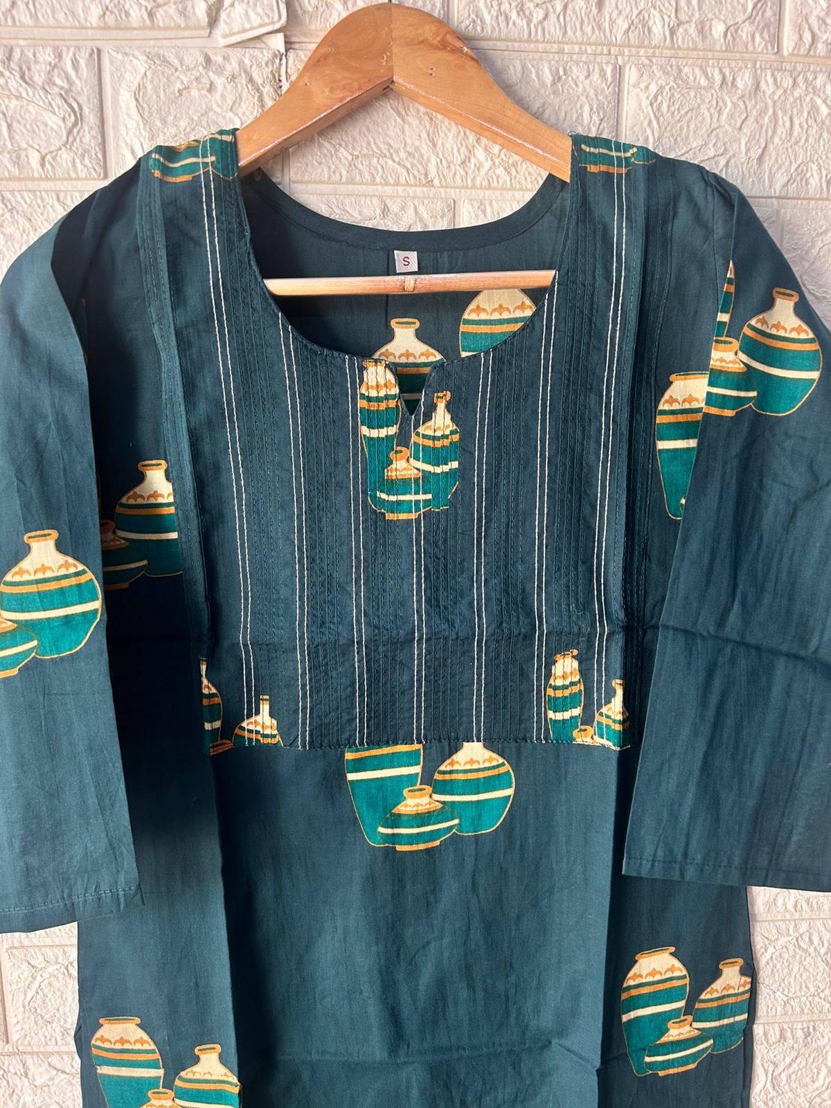 Cotton thread work kurti