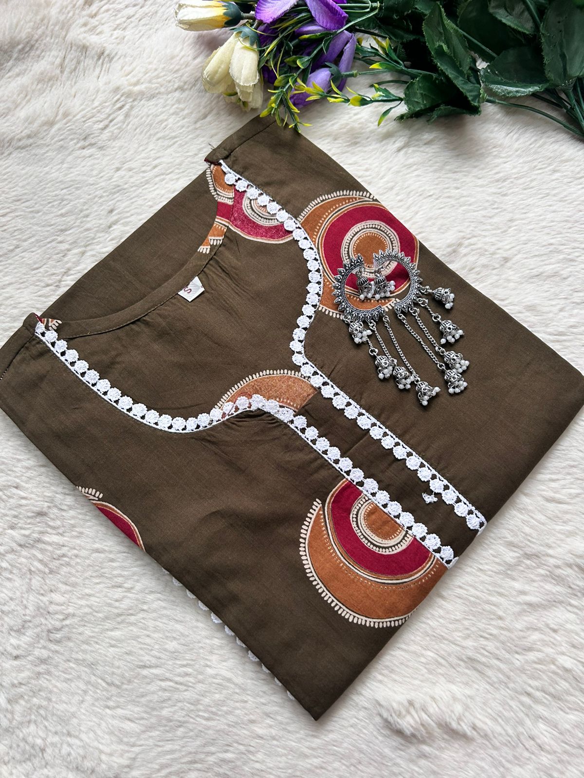 Cotton laced kurti
