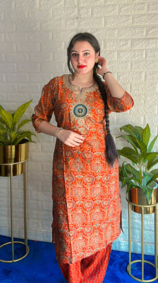 Muslin round neck two piece set