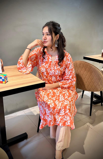 Pearl Worked Embroidered Cotton Kurti