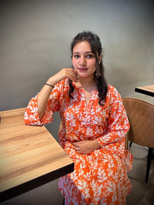 Pearl Worked Embroidered Cotton Kurti