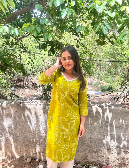 cotton blend v-neck kurti