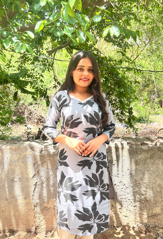 cotton blend v-neck kurti