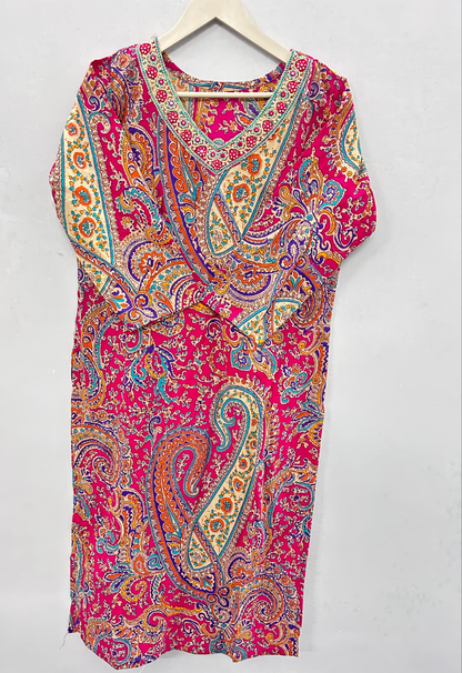 V-neck cotton kurti