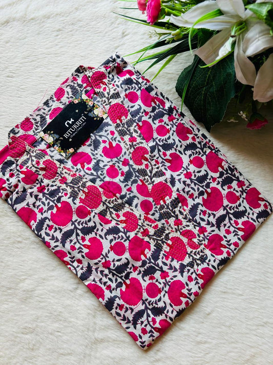 v -neck  cotton kurti
