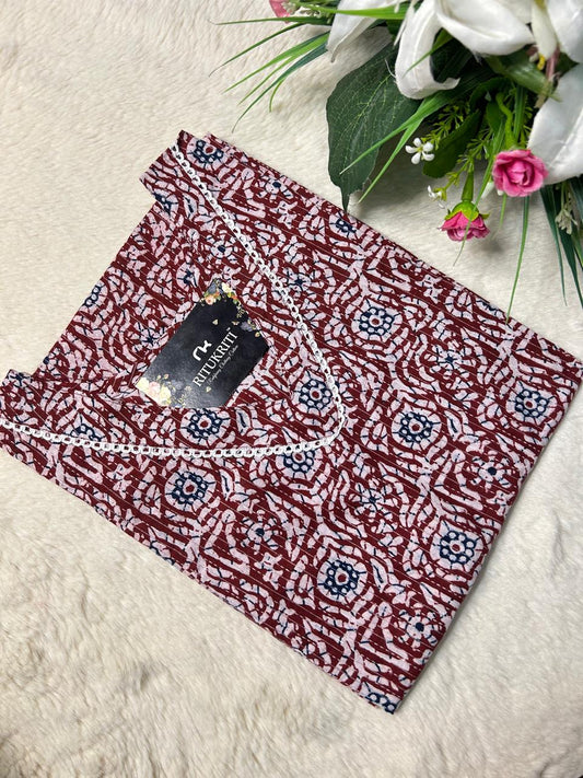 Vneck long cotton kurti