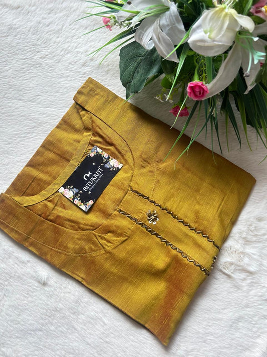 Round neck cotton silk kurti
