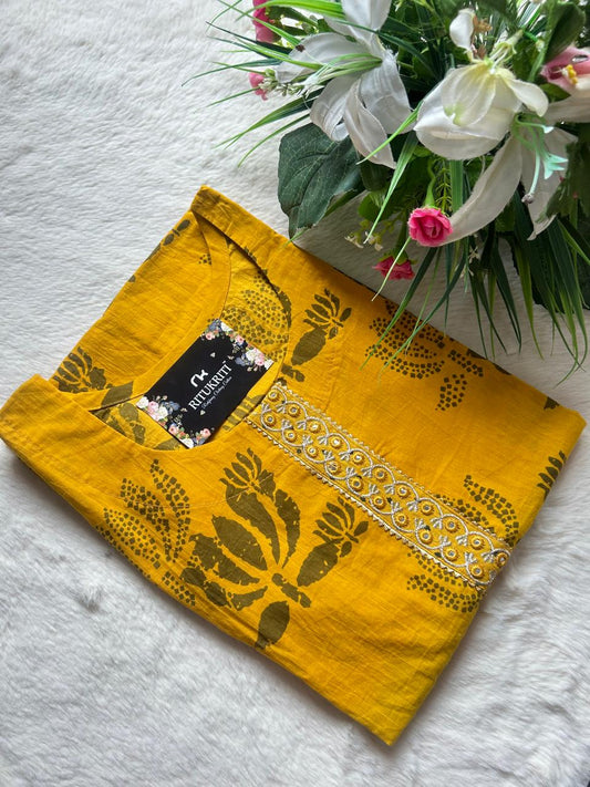 Round neck cotton kurti