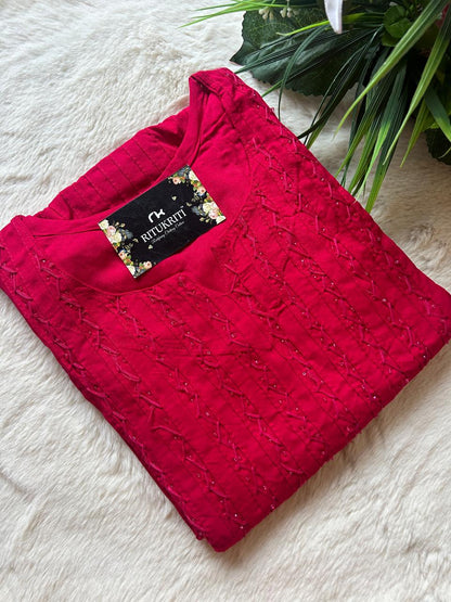 Beaded cotton kurti