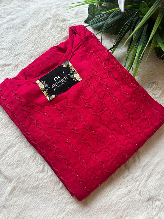 Beaded cotton kurti