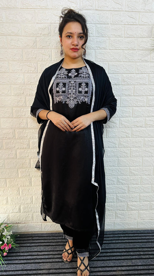 Micro-velvet suit set with lining