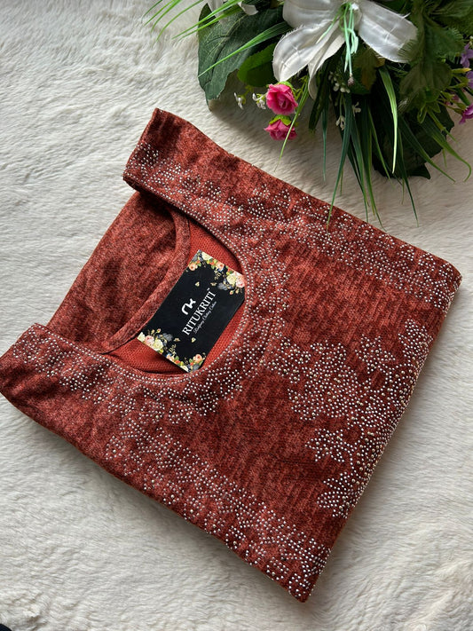 Karachi fabric Plus size winter wear kurti