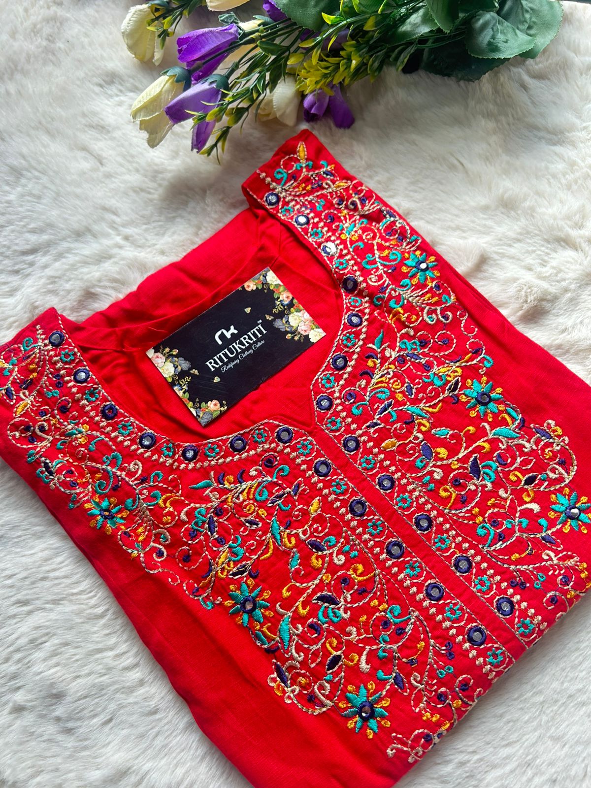Round neck cotton kurti