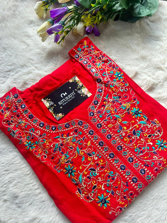 Round neck cotton kurti