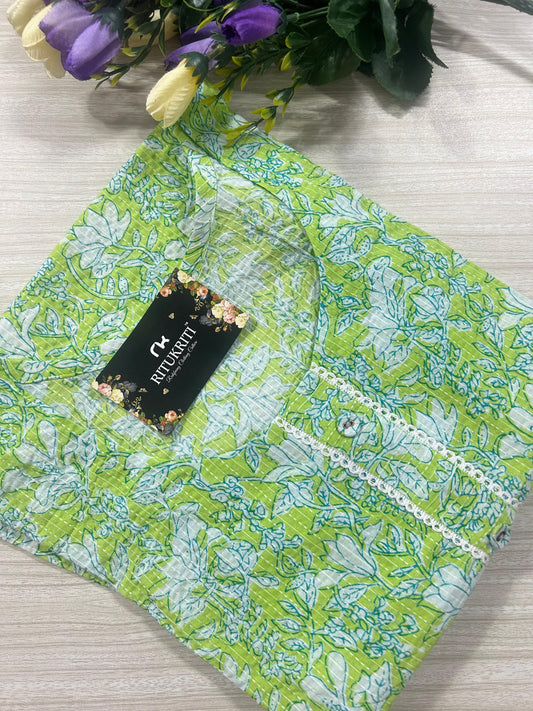 Plus size round neck  cotton kurti
