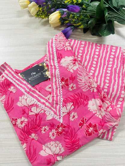 V-neck cotton two piece