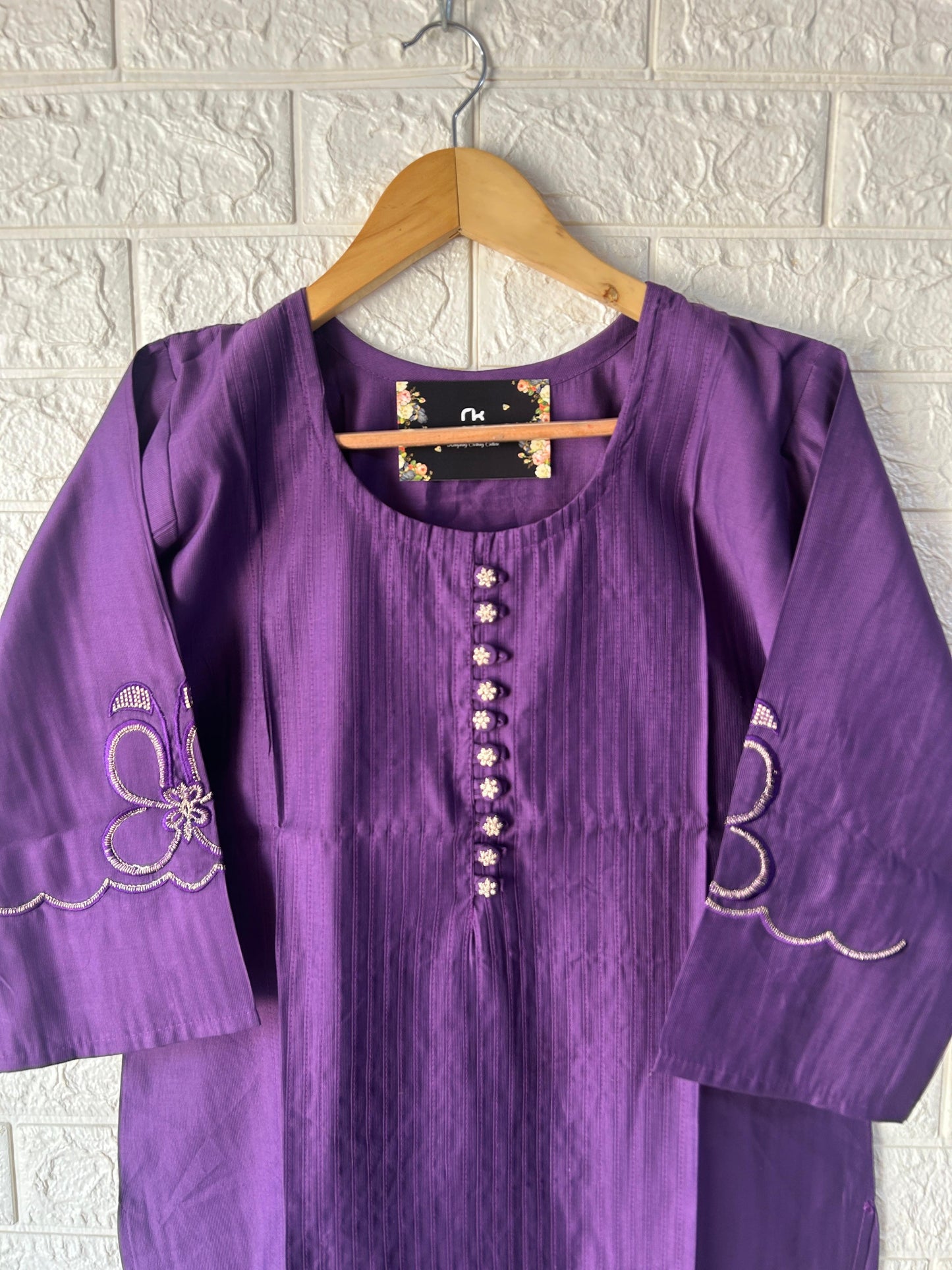 Cotton silk round neck kurti