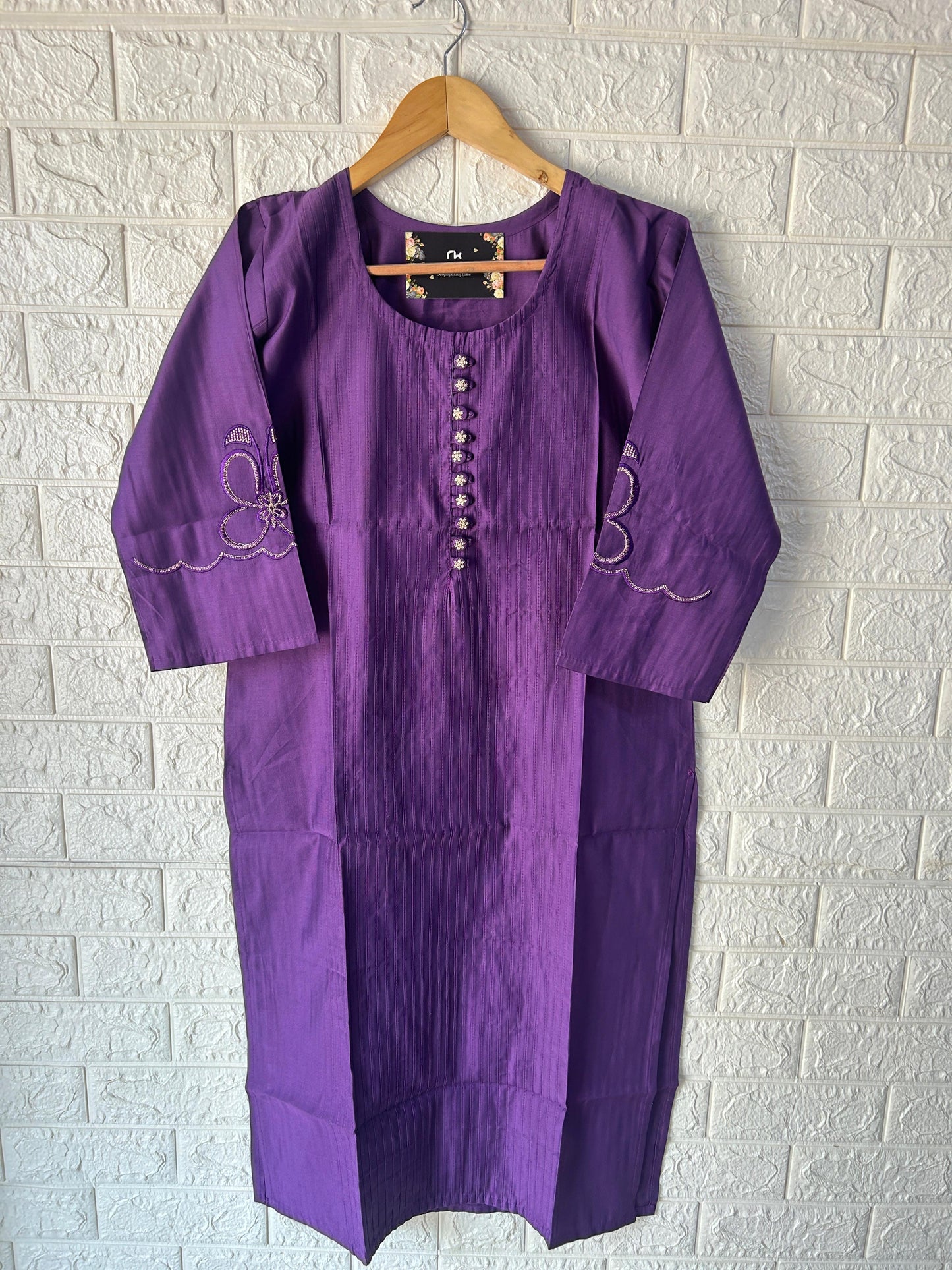 Cotton silk round neck kurti
