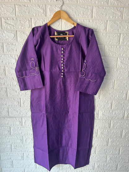 Cotton silk round neck kurti