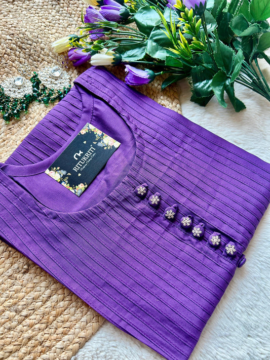 Cotton silk round neck kurti