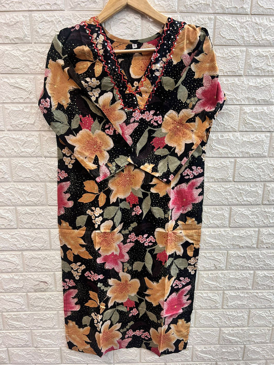 Cotton V neck kurti