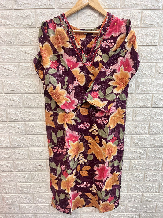 Cotton v neck kurti