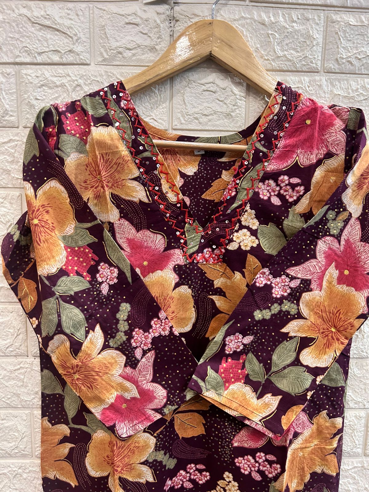 Cotton v neck kurti
