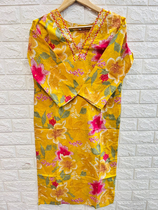 Cotton v neck kurti
