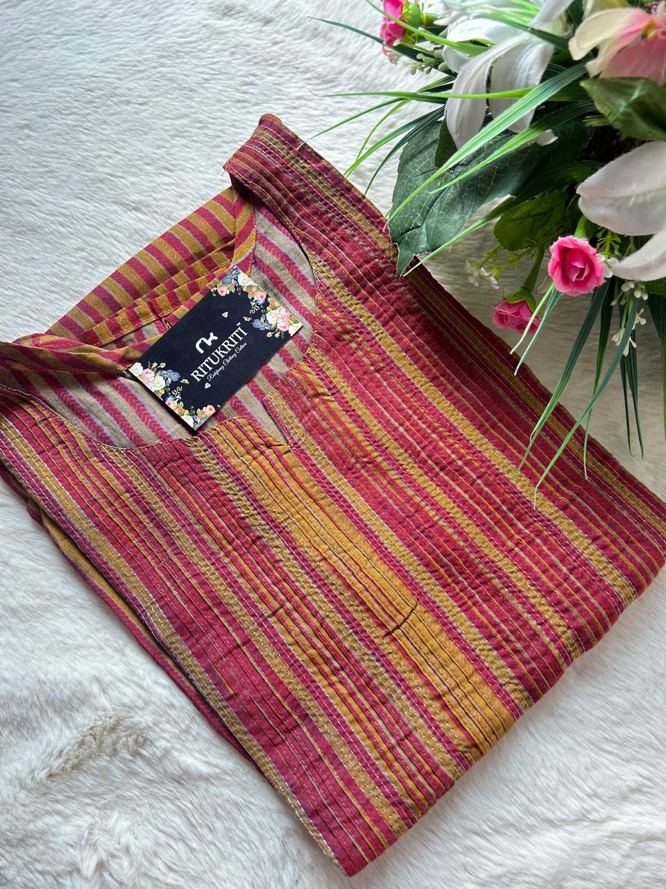 Thread work cotton kurti