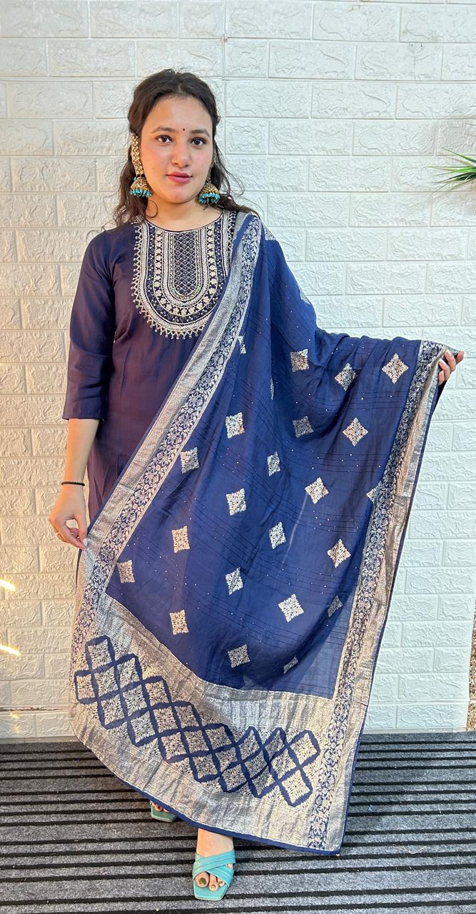 Cotton silk  three piece