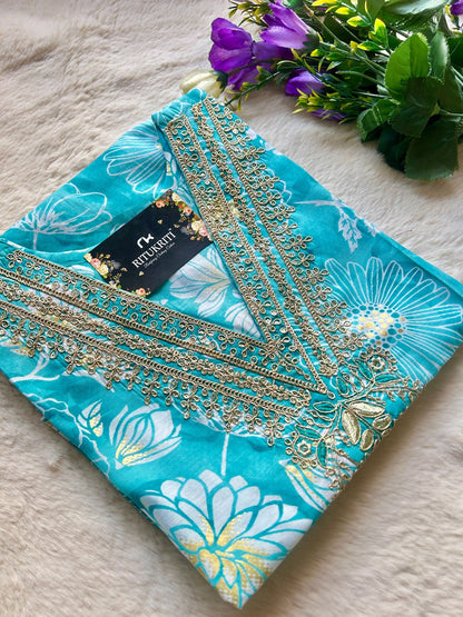 Muslin v-neck kurti