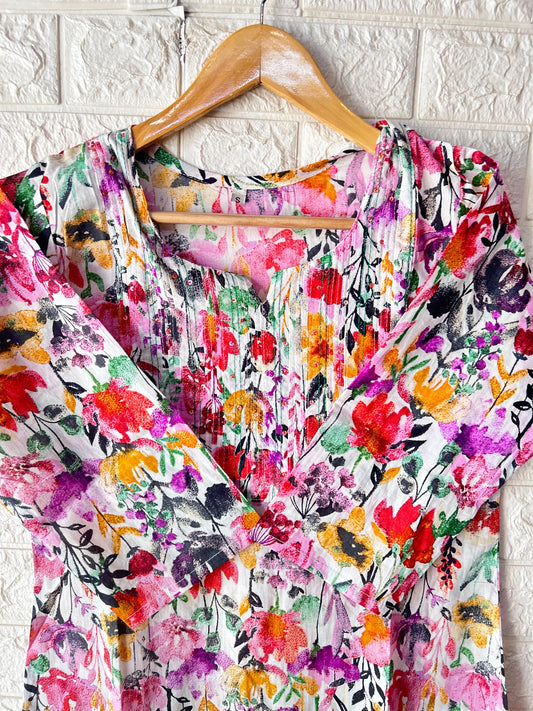 Thread work cotton kurti