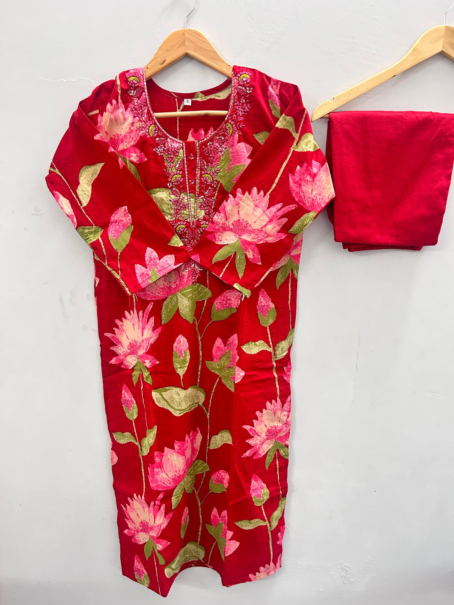 Embroidered cotton two piece