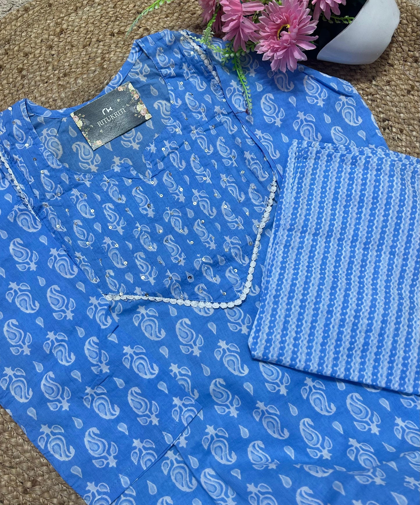 Round neck neck cotton two piece