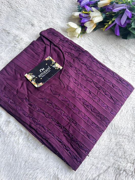 Beaded cotton kurti
