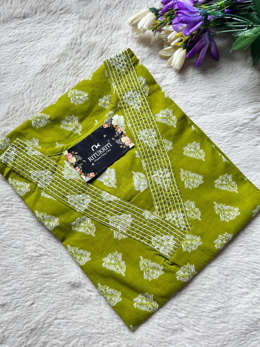 V-neck  short cotton kurti