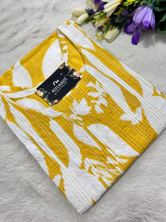 Thread work cotton kurti