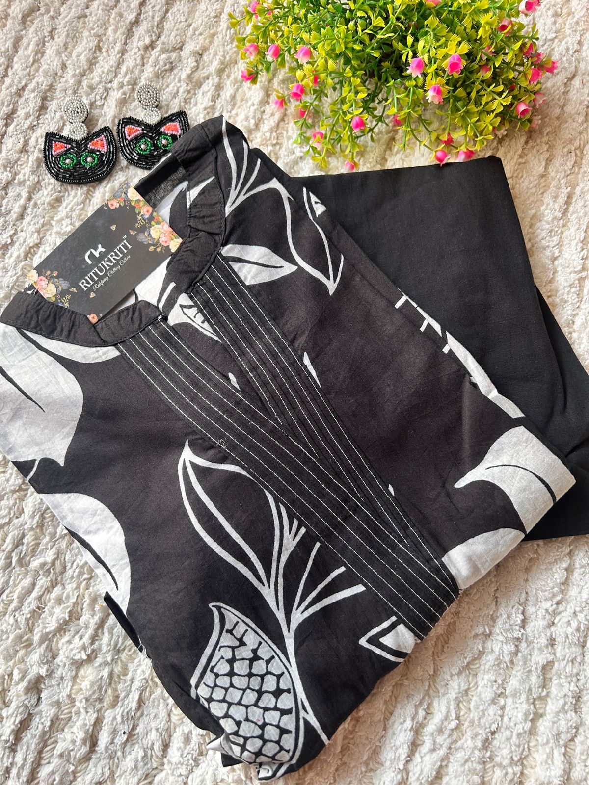 Collar neck cotton two piece