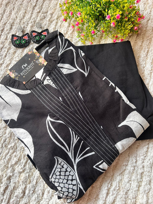 Collar neck cotton two piece