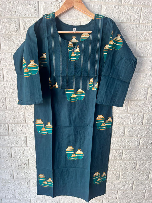Cotton thread work kurti